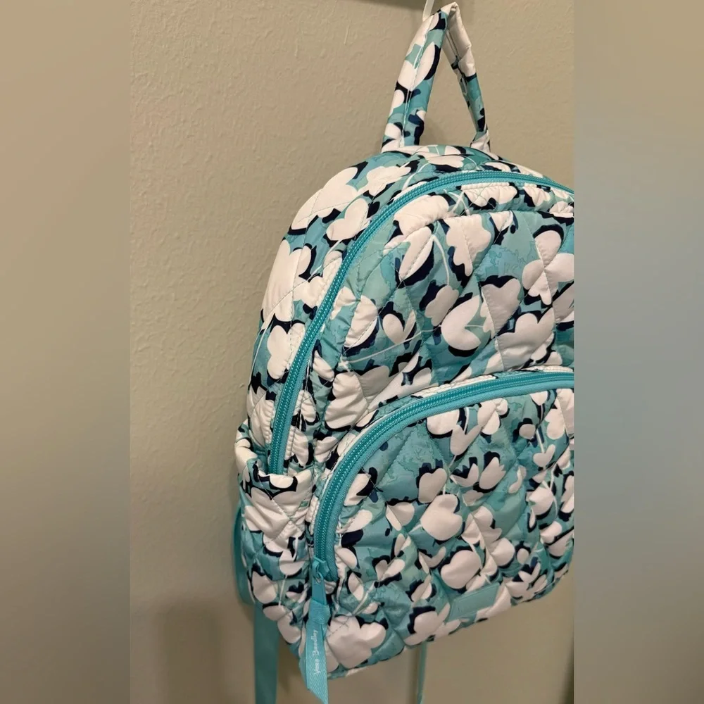 Vera Bradley Floral Print Backpack Pastel Flowers Blue Aqua. Size 12